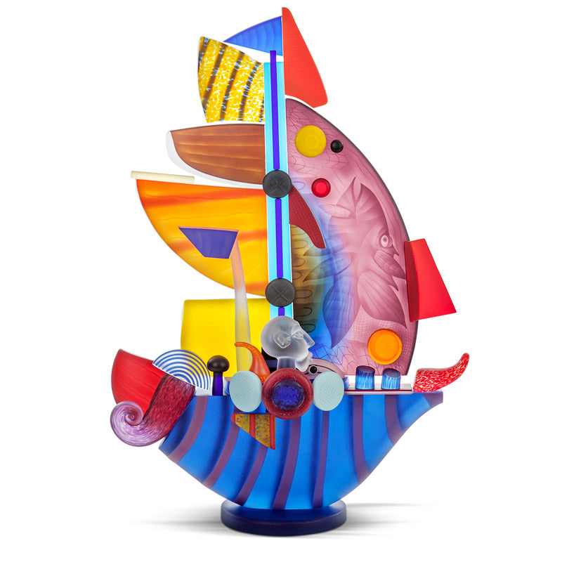 SAILBOAT MEDIUM - Object by PB, Art sculpture, [Borowski Art Glass in Asia]