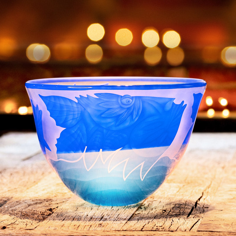 OCEAN TRIO - Bowl by Pawel, Art sculpture, [Borowski Art Glass in Asia]