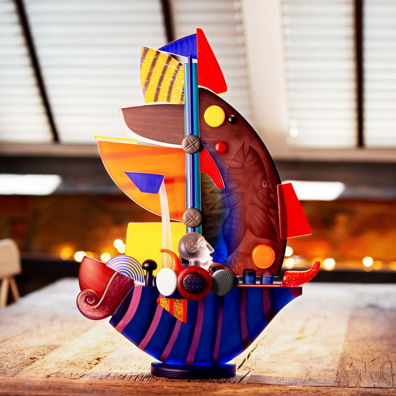 SAILBOAT MEDIUM - Object by PB, Art sculpture, [Borowski Art Glass in Asia]