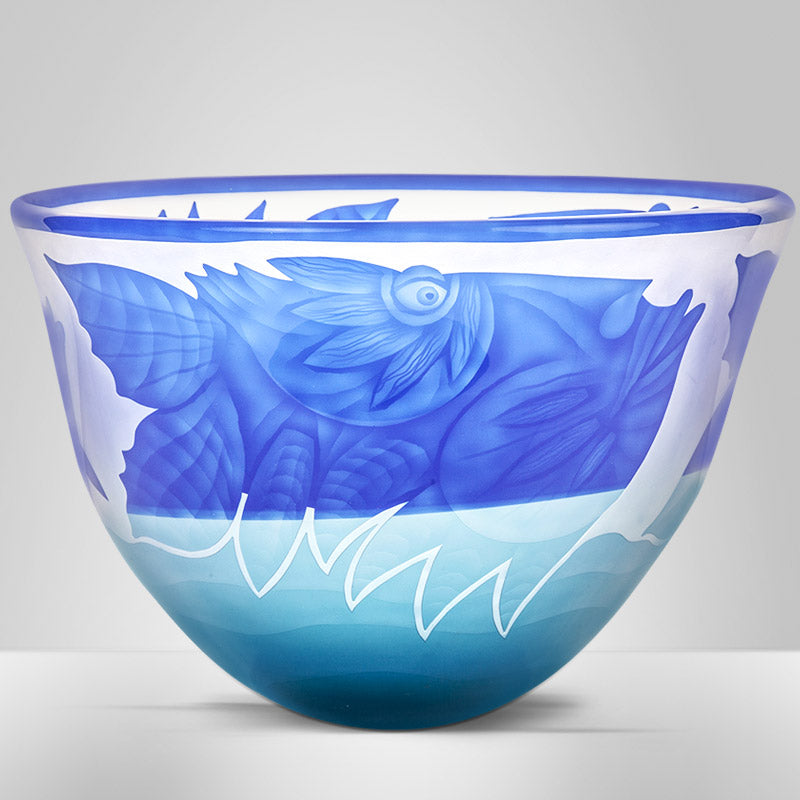 OCEAN TRIO - Bowl by Pawel, Art sculpture, [Borowski Art Glass in Asia]