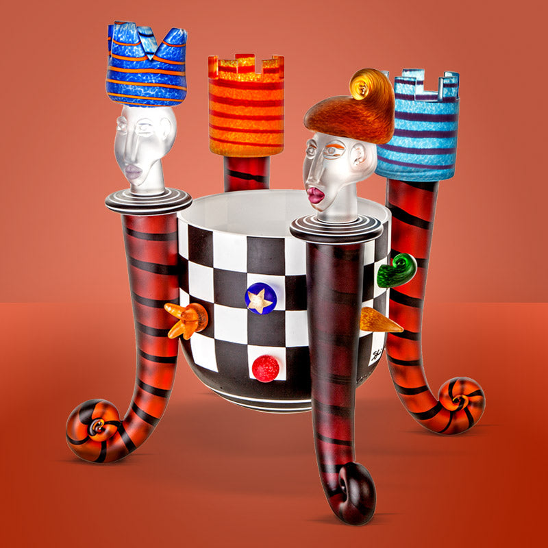 CHESS BOWL - Bowl by SJB, Art sculpture, [Borowski Art Glass in Asia]